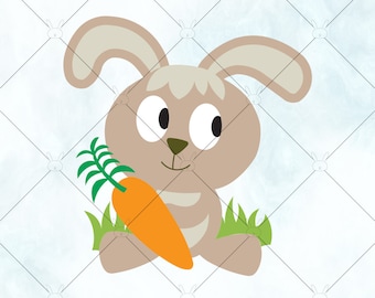 Rabbit and Carrot SVG /  SVG / Easter SVG / Easter Bunny / Easter Vector / Spring svg / Cricut Silhouette Brother cut files download