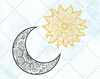 Sun Moon Mandala Svg Etsy