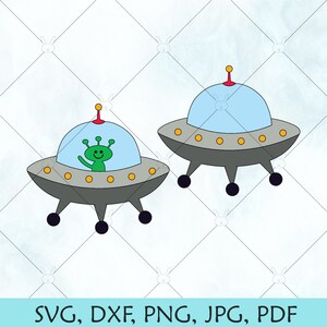 OVNI SVG / Alien SVG / Silueta espacial / Vector marciano / platillo volador Svg / espacio exterior svg Archivos para Cricut / Archivos de silueta