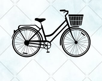 Curser Bike outline SVG / Bike SVG / Hippie Bike Silhouette / Girls Bike Vector / Bicycle Basket svg Files for Cricut Brother and Silhouette
