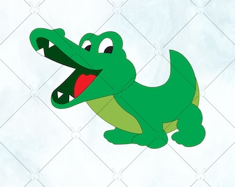 Baby Alligator SVG / Glücklich Alligator SVG / Alligator Silhouette / Alligator Vektor / Baby Alligator Svg / Svg Dateien für Cricut und Bruder