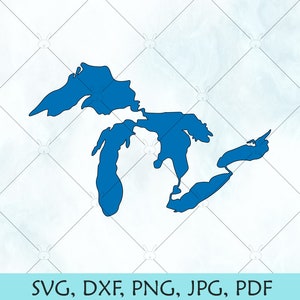 Great Lakes Map SVG / Canada Great Lakes SVG / US Great Lakes svg / Lake Huron / Lake Ontario Cut File for Cricut Silhouette and Brother