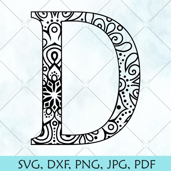 Download D Mandala Letter Svg D Monogram Letter Silhouette D Etsy