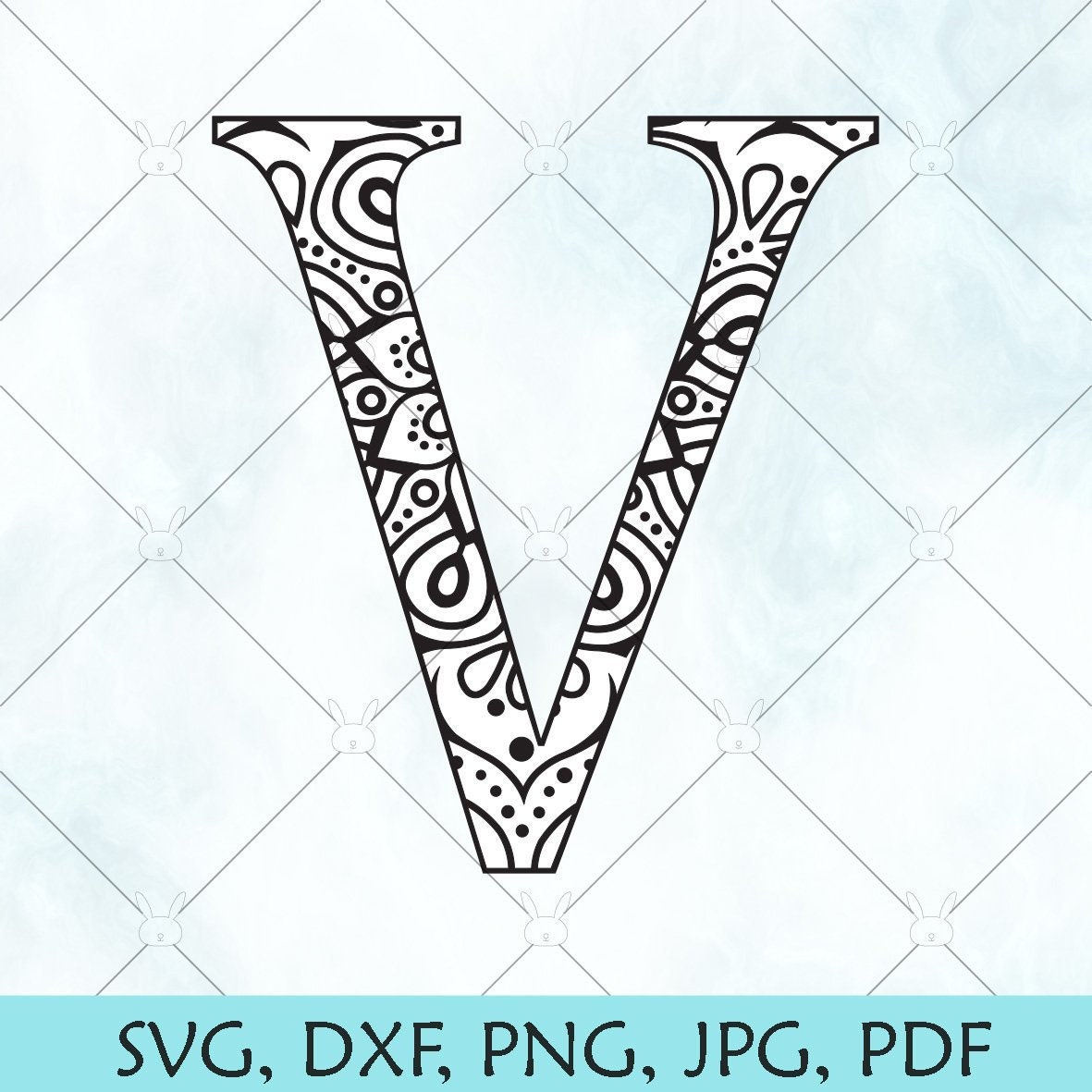 V Mandala Letter Svg Monogram Mandala V Svg Letter V Svg Etsy