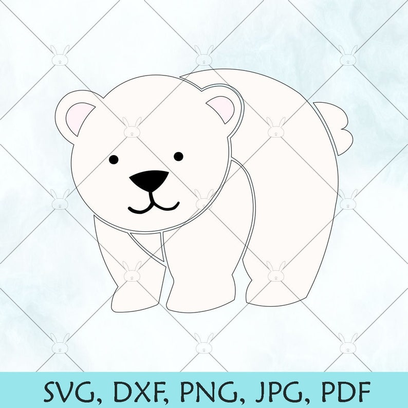 K&ouml;nnte beinhalten: Eine einfache Linienzeichnung eines wei&szlig;en Eisb&auml;ren. Der B&auml;r blickt nach links und hat kleine, schwarze Augen und eine schwarze Nase.