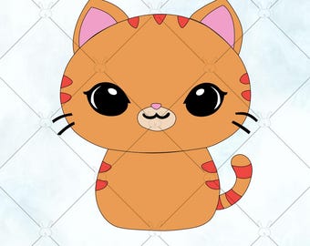 Chat SVG / chaton SVG / silhouette de chaton / vecteur de chat joufflu / Happy kitty Svg / fichiers svg pour Cricut et frère