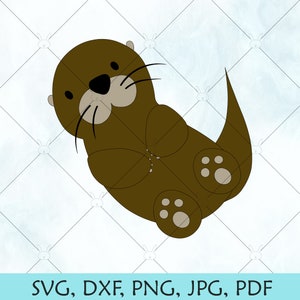 May include: A brown cartoon otter with a curled tail and black eyes. The otter is curled up in a ball with its paws tucked under its chin.