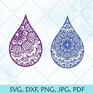 SVG Mandala goccia di olio essenziale / olio drop design in formato SVG / zentangle goccia d'acqua / olio essenziale Silhouette / Vector file svg per Cricut fratello