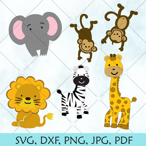 Download Safari Animals Svg Elephant Zebra Lion Monkey Giraffe Svg Etsy