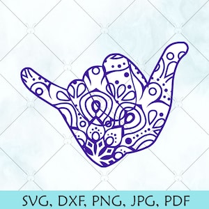 Hang Loose SVG / shaka Mandala SVG / Hang Loose SVG / Shaka Silhouette / Hang Loose Vector / Cricut Silhouette Brother cut files download