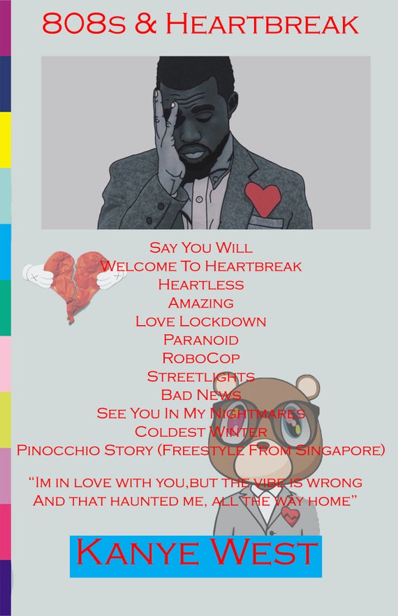 808s And Heartbreak Poster Kanye West Poster Album Etsy