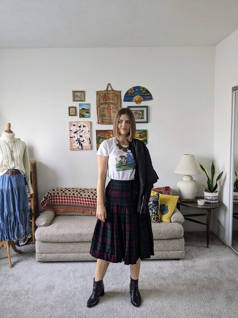 Size 6 Plaid Wool Al Jean Skirt