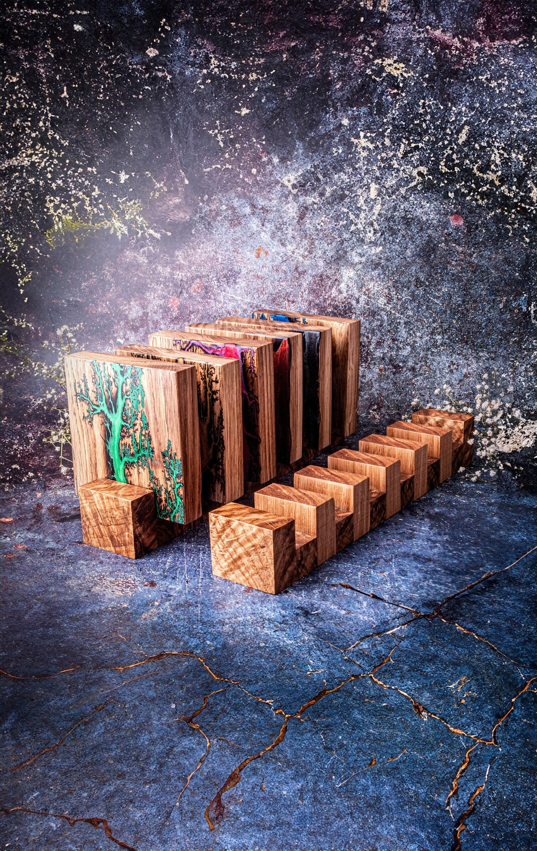 Set of 2, 4, 6 or 8 Lichtenberg Figure Coasters With Handmade Wooden