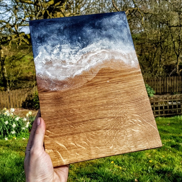 Ocean Cheese Board / Seaside Cutting Board / Beach Serving Board / Sea Serving Platter / Resin Art Butchers Block