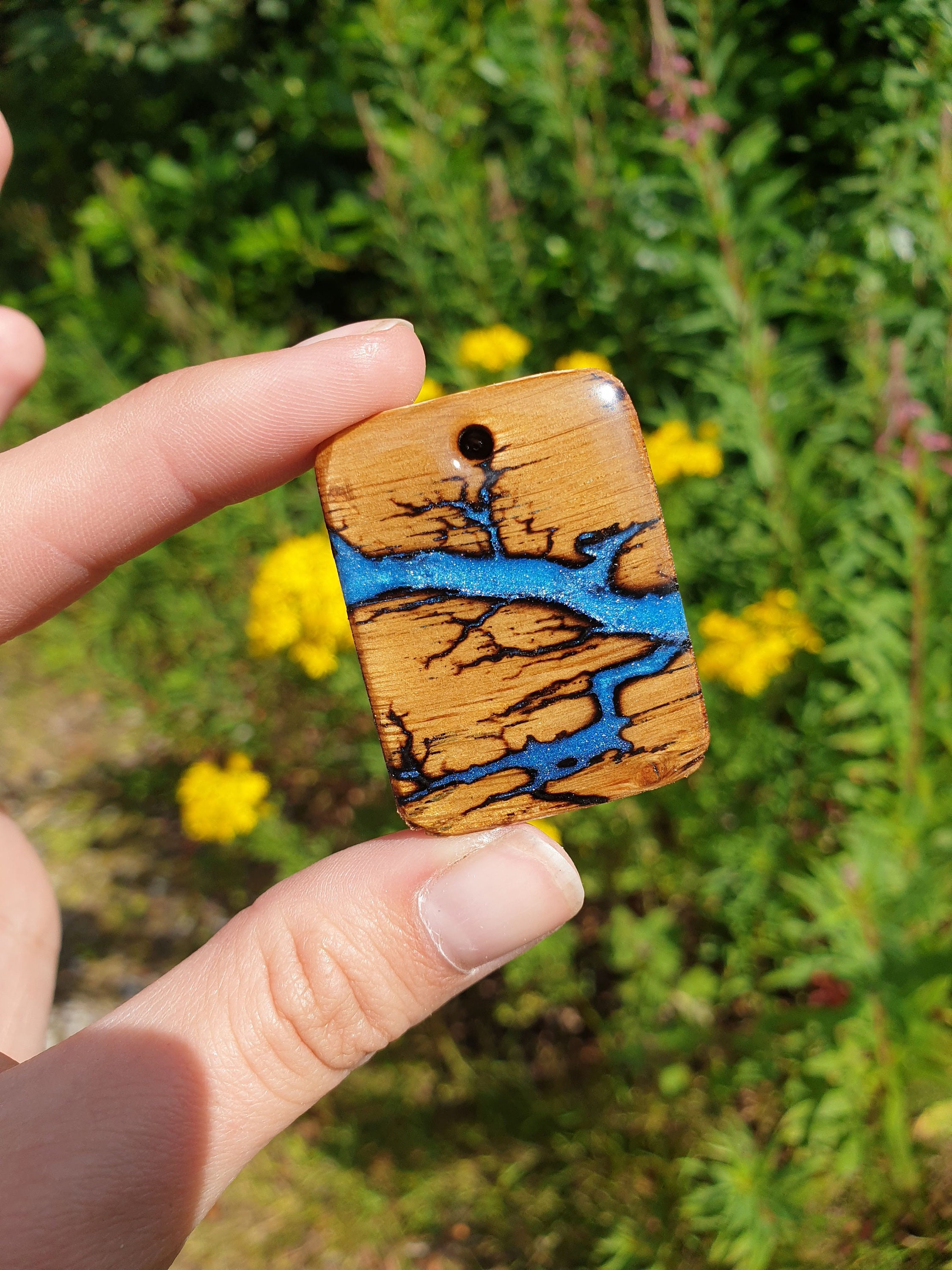 Lichtenberg Figure Oak Pendant, Handmade in Scotland/Wooden Necklace Wood Jewellery Anniversary