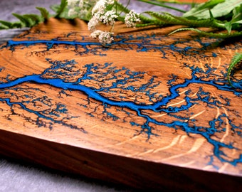 Custom Lichtenberg Figure Oak Home Decor / Cutting Boards / Coasters / Wall Art / Cheese Board / Butchers Block / Electrician Gifts