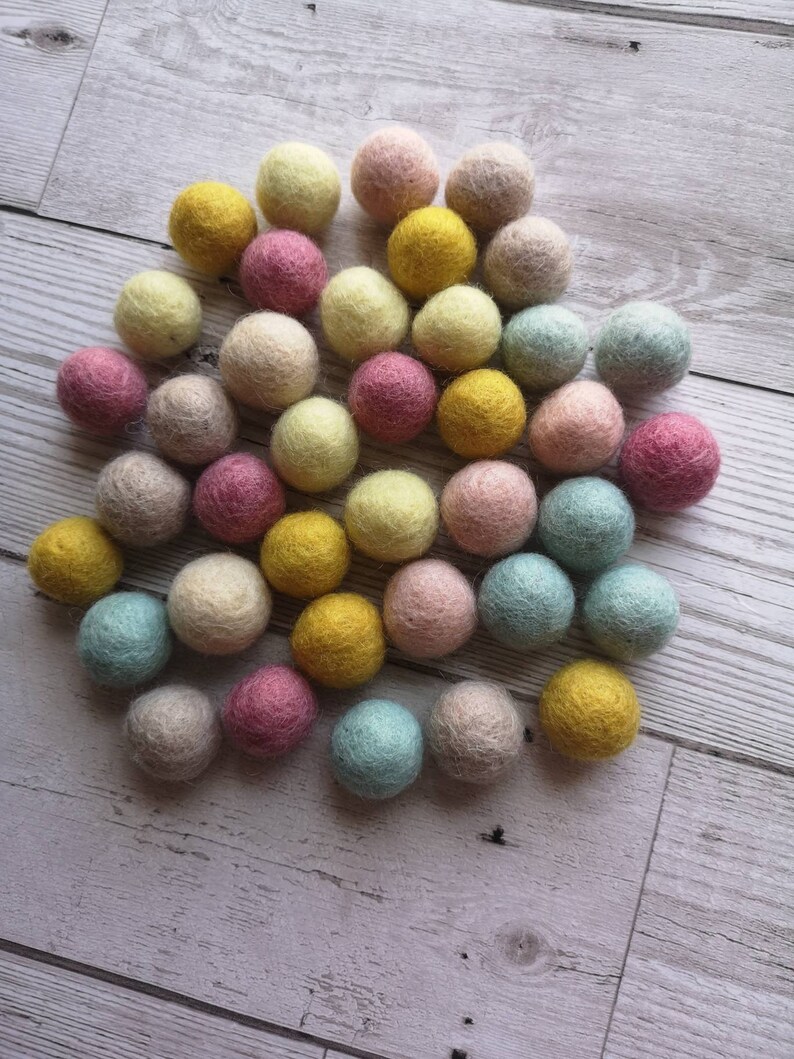 mint pink Wholesale felt balls Easter Pastel Rainbow feltball mix Wool Felt pompoms,DIY Felt Ball garland ivory, yellow