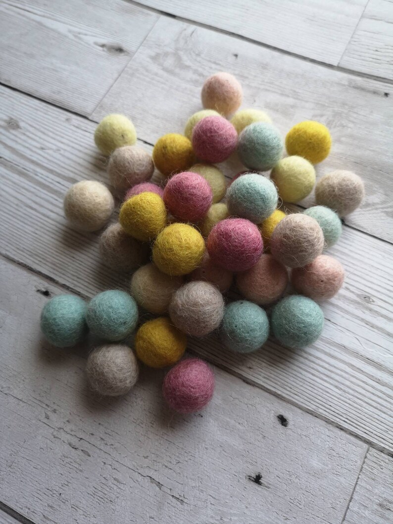 mint pink Wholesale felt balls Easter Pastel Rainbow feltball mix Wool Felt pompoms,DIY Felt Ball garland ivory, yellow