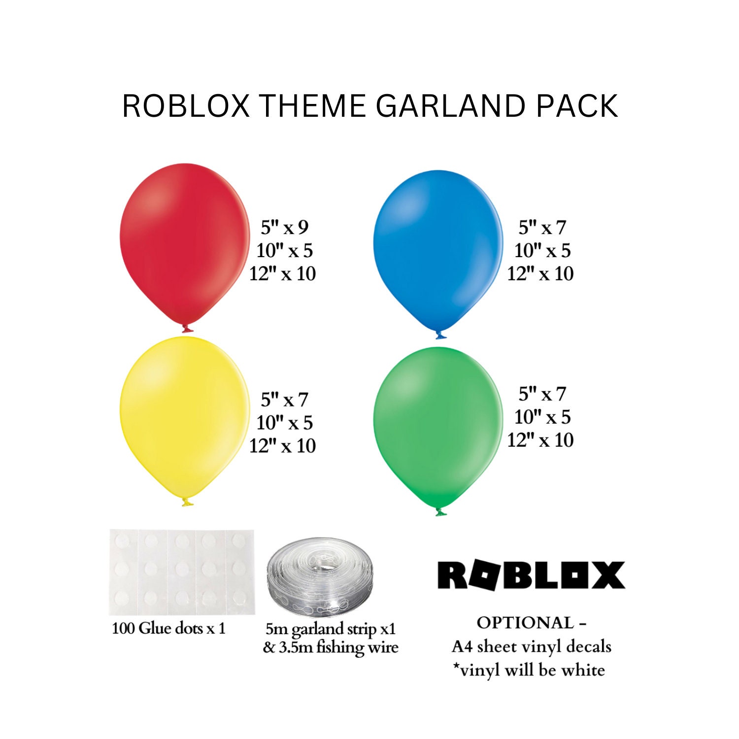 DIY ROBLOX Themed Balloon Garland Kits 90 Pieces 