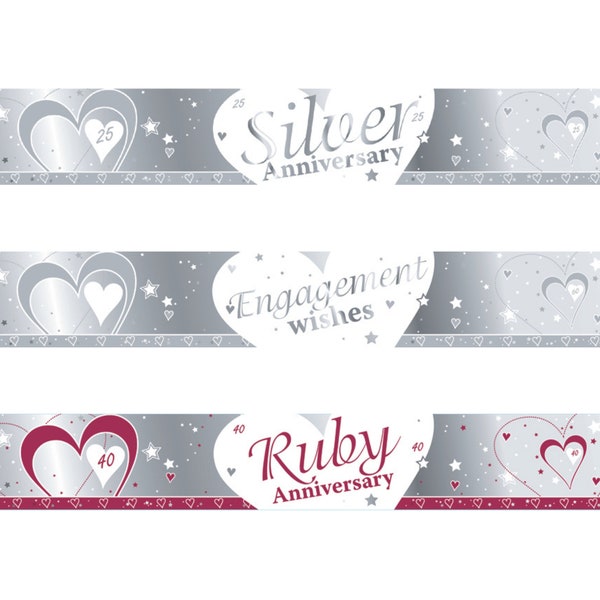 Milestone Anniversary Banners (Partyware, Decor, Decoration, Silver, Pearl, Ruby, Golden, Diamond, Wedding Anniversary)