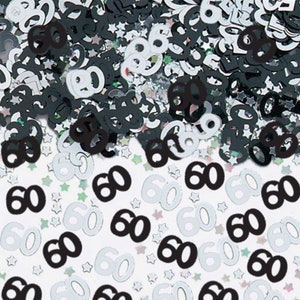 Metallic Confetti - Multiple Numbers - Black & Silver &#39;Numbers&#39; Birthday