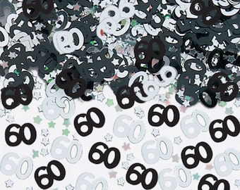 Metallic Confetti - Multiple Numbers - Black & Silver 'Numbers' Birthday