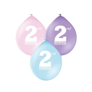 Pastel 2nd Birthday Balloons (Second, 2nd Birthday, Pastel, 2nd Year, Party, Celebration, Latex, Party Balloons)