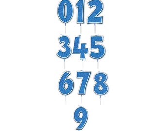 Blue Glitz Single Number Candle Special Birthday Candle Cake Party Accessories