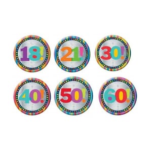 15cm Birthday Badges Large Holographic Milestone Gift for Her Gift for Him