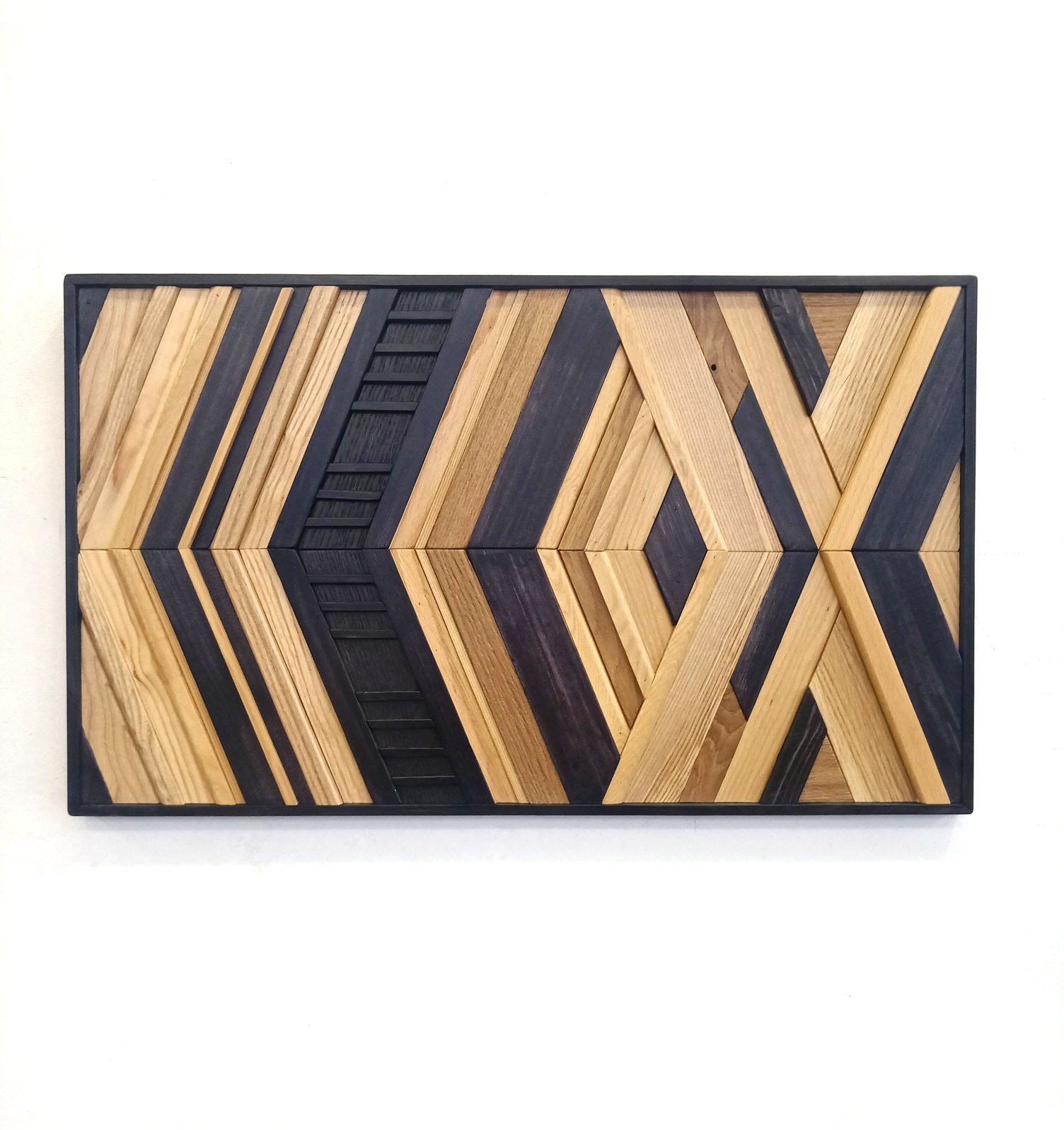 Wandbehang mit naturbelassenem Eiche/Eschenholz und schwarzer | Etsy