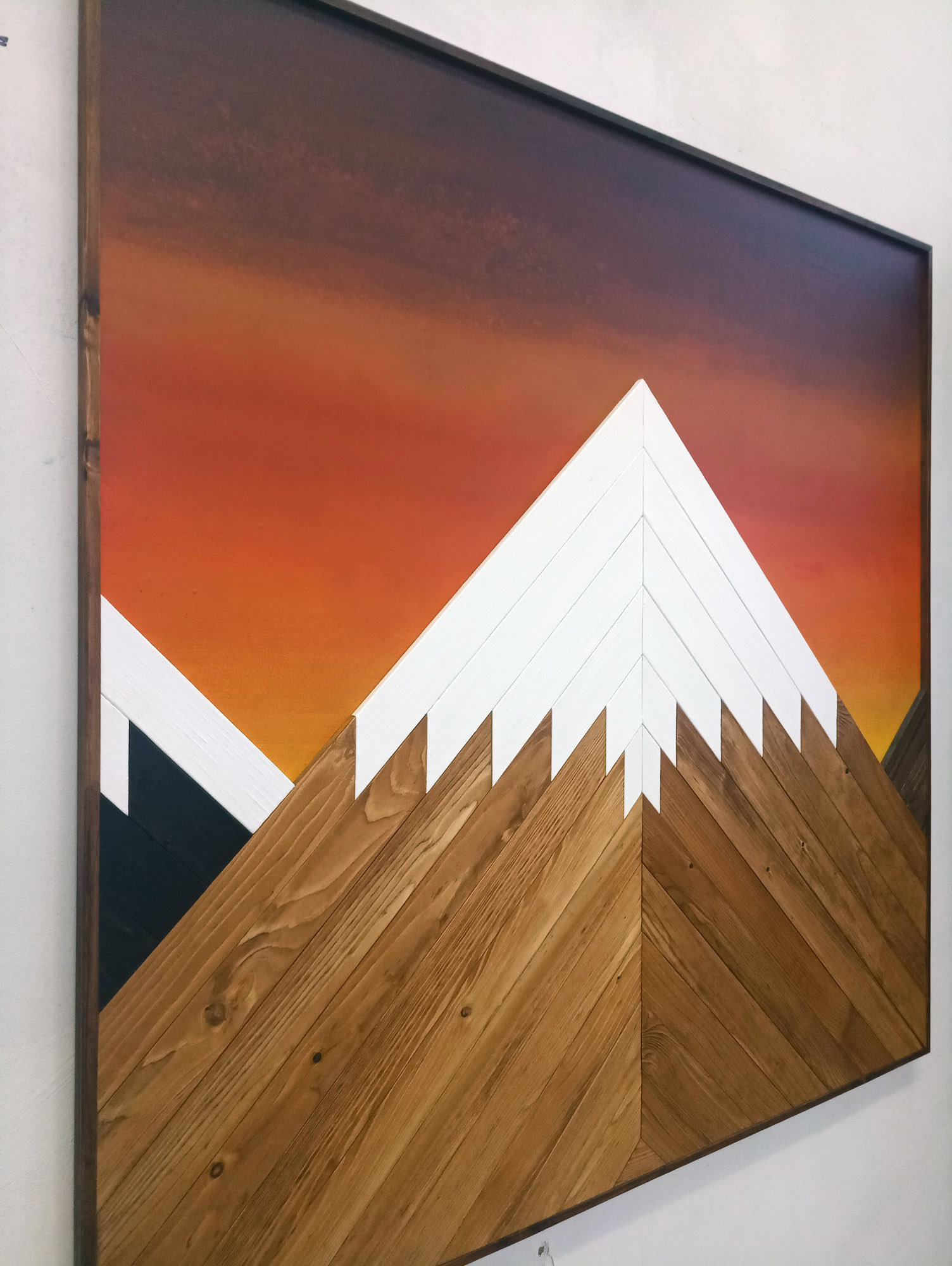 Wood Mountain Set Of 3 Rustic mountains wall art Wooden Etsy