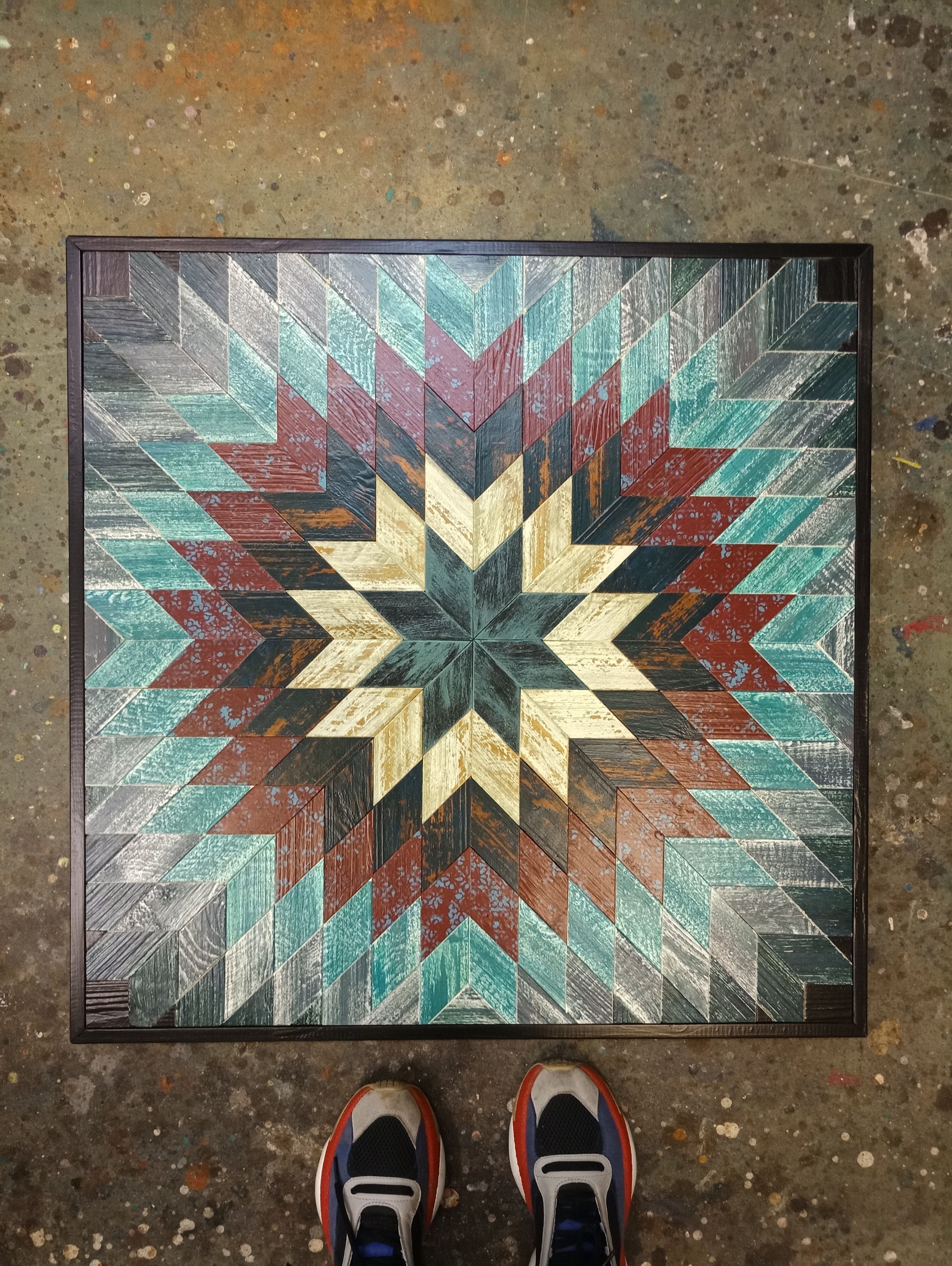 Square geometric table top with Loft style Tabletop made of Etsy