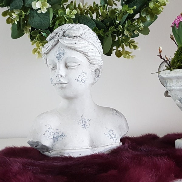 Büste Frauenbüste Skulptur Damenbüste Figur Dekoration Landhaus Shabby Chic