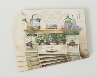 Tischsets "Jardin Paris" - 4-teilig - Korkeiche / MDF - Platzsets - Shabby Chic - Landhaus