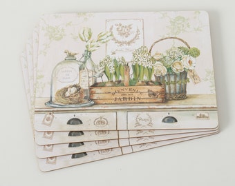 Tischsets "Jardin Royal" - 4-teilig - Korkeiche / MDF - Platzsets - Shabby Chic - Landhaus