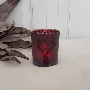 Windlicht &quot;Hirschkopf&quot; - beere - Glas satiniert - Höhe 8 cm