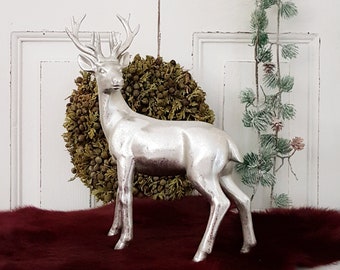 Hirsch "Jakob" - silber - 21 cm - Shabby Chic Weihnachten