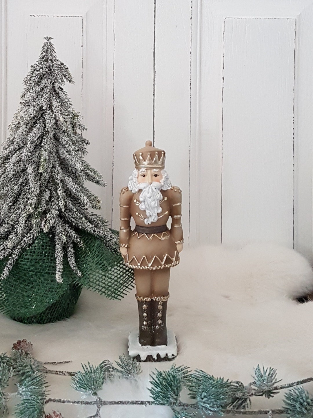 Nostalgic Nutcracker With Gold Décor Mocha Brown Height 18 Cm Etsy