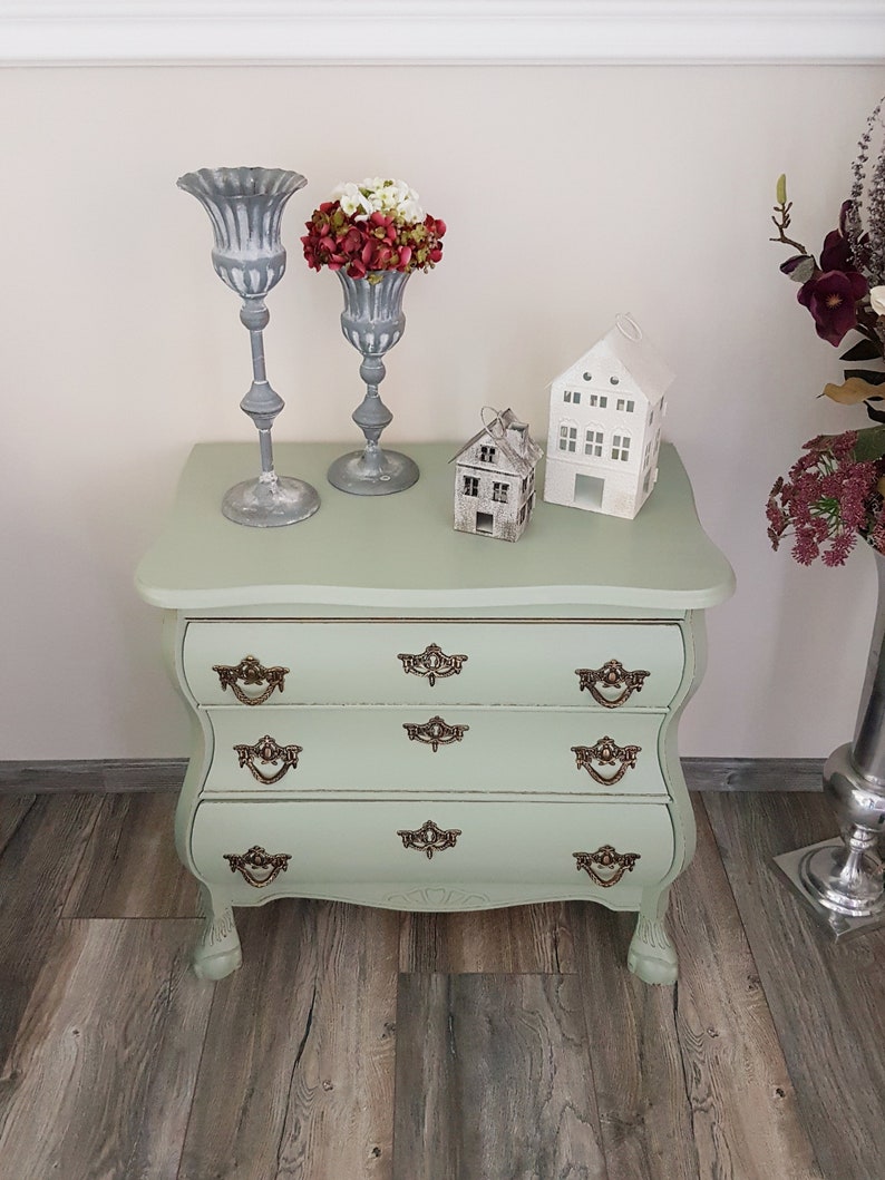 alte Kommode im Barock-Stil cottage green Shabby Chic Vintage Farbmuster kann auf Wunsch gesendet werden. Bild 3