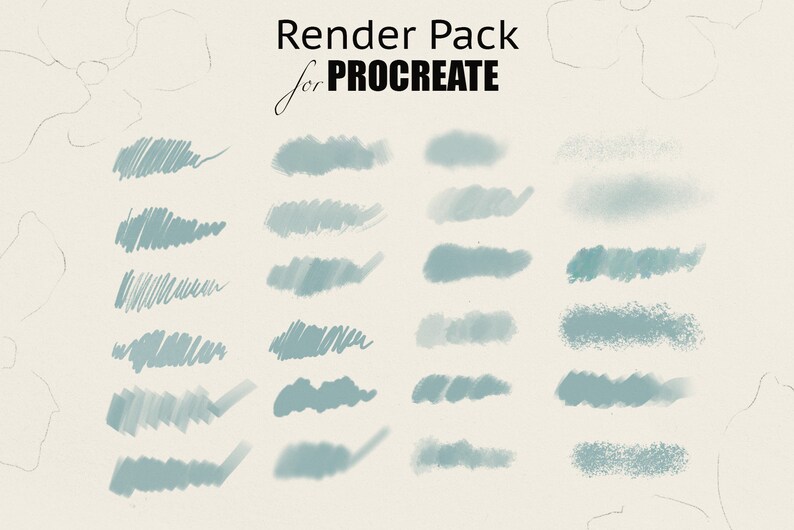 Render Procreate Brushes, Pressure Sensitive, Chalk Pencil Brushes