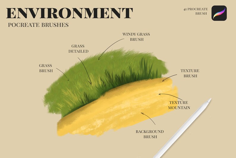 Environment Procreate Brushes, Pressure Sensitive, Nature Brushes