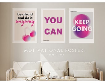 Motivational Wall Art, poster Gallery Wall Set, Printable Posters, girly Prints, Living Room Decor Digital Download, everyday reminders