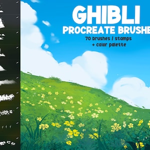 Anime Procreate Brushes, Ghibli, Makoto Shinkai, Grass, Clouds, Nature Brushes, Procreate Landscape, Procreate Brush, procreate stamp image 5