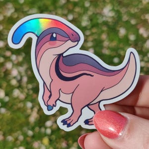 Cute Dinosaur Parasaurolophus Holo Sticker