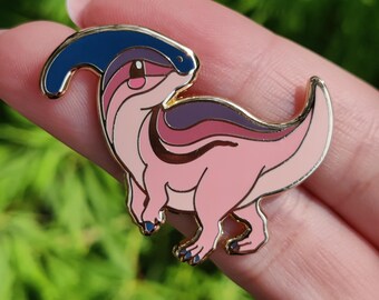 Lindo pin de esmalte de dinosaurio Parasaurolophus