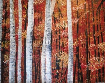 peinture toile décoration automne nature arbres