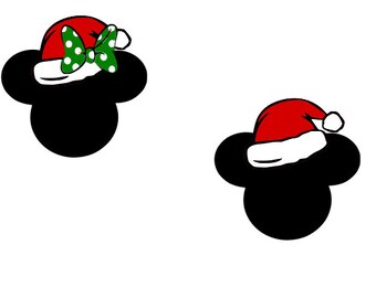 Mickey and Minnie Santa Hat Matching 