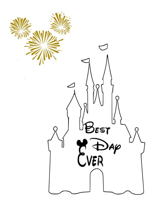 Disney Meilleur Jour Jamais Chateau Contour Oreilles De Etsy