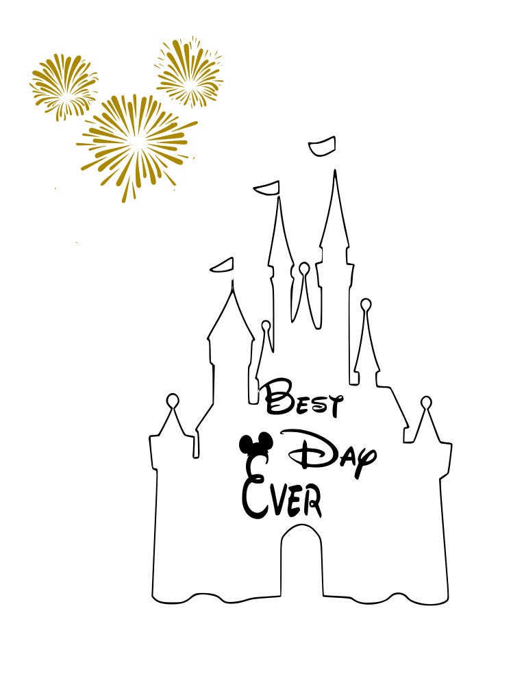 Disney Best Day Ever Castle Outline Mouse Ears Fireworks Etsy India