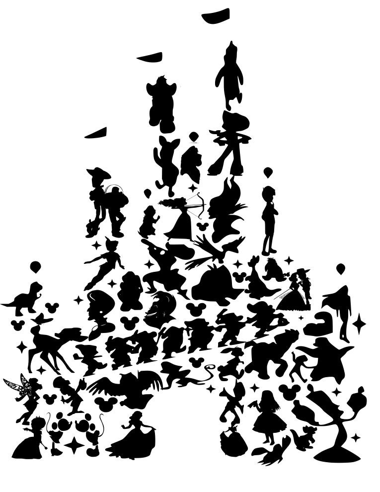 It is a graphic of Delicate Disney Character Silhouettes It is a graphic of Delicate Disney Character Silhouettes